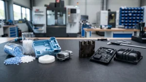Thermoplastic pellets and molded plastic parts compared with heat-resistant thermoset electrical components